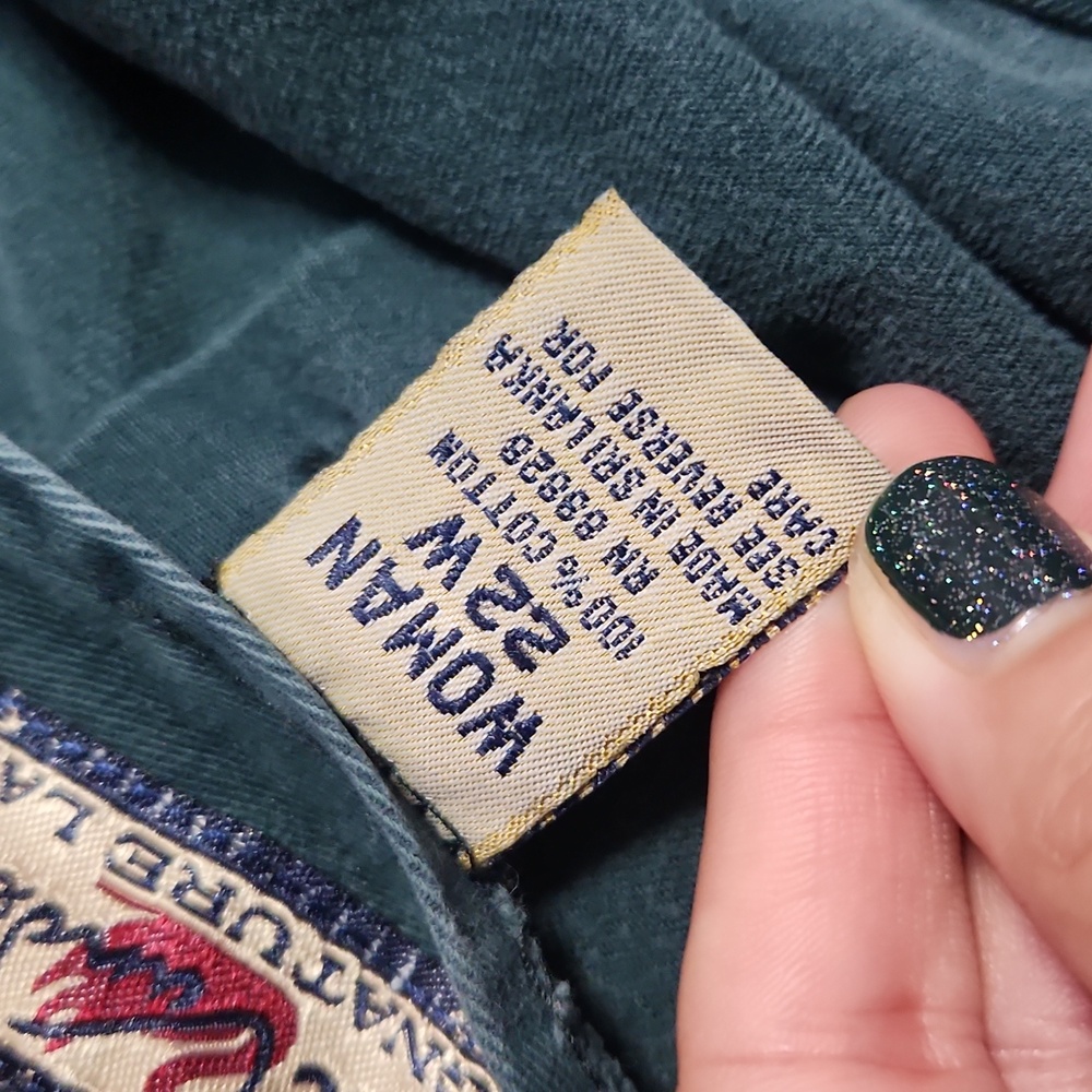 RARE! Vintage Plus Size Curvy High Rise Baggy Forest Green Trousers Pants Slacks - Picture 8 of 12